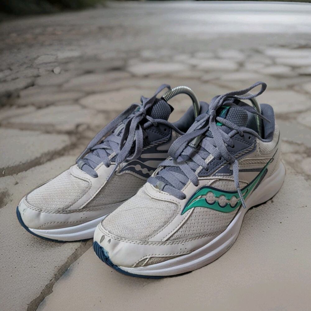 Saucony Cohesion 17 Womens Size 9 Gray Teal Running Shoes Sneakers S10943-103